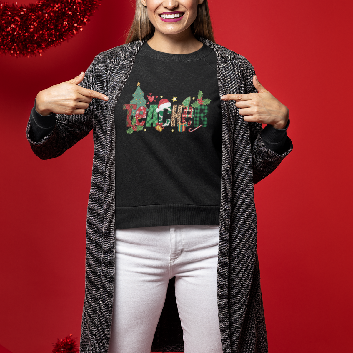 Teacher Christmas Sweatshirt Merry Xmas Gifts - Wonder Print Shop