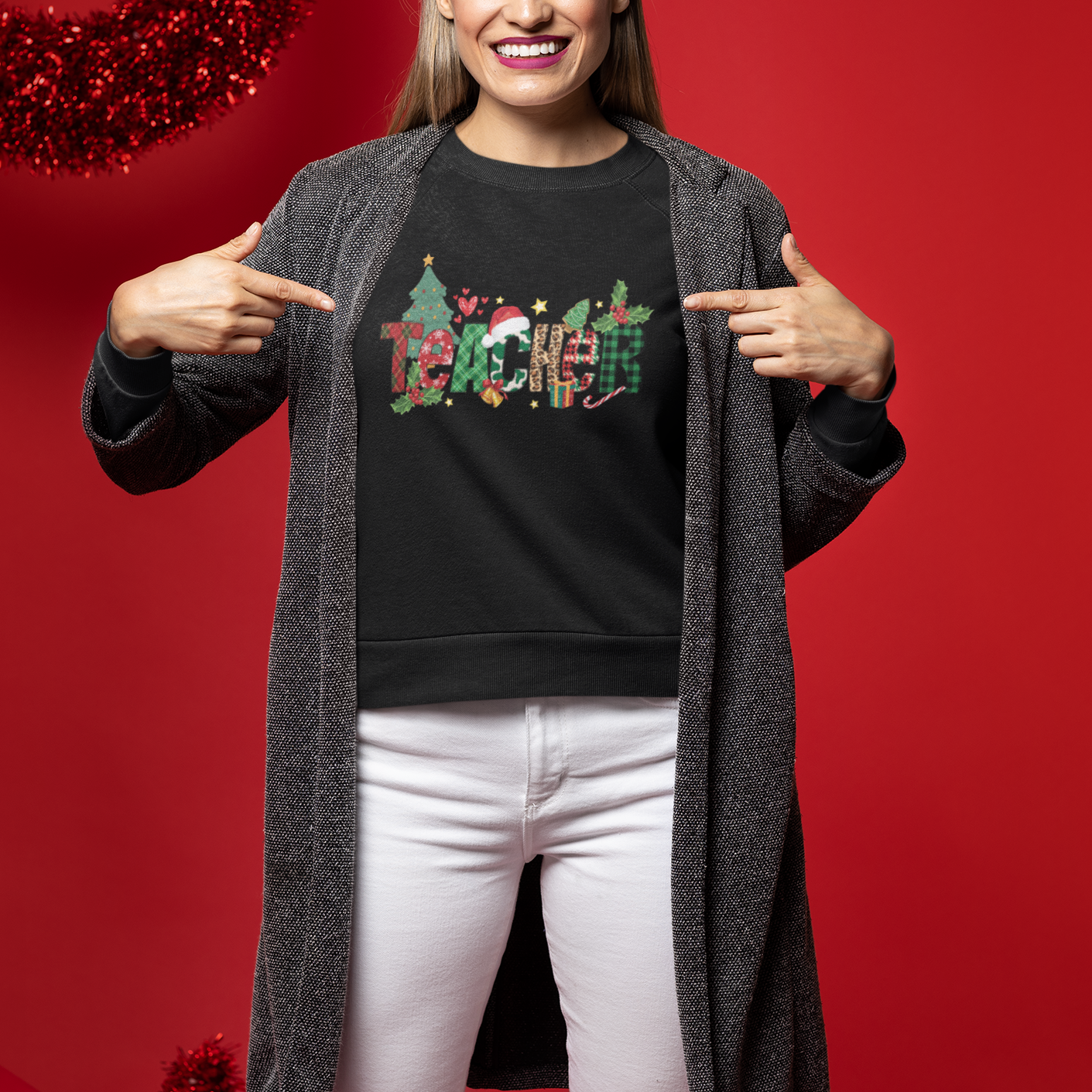 Teacher Christmas Sweatshirt Merry Xmas Gifts - Wonder Print Shop
