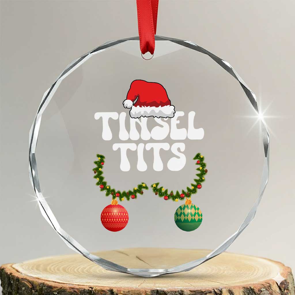 Christmas Tinsel Tits Crystal Glass Ornament Funny Xmas Couple Matching - Wonder Print Shop