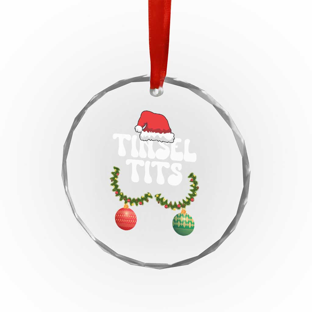 Christmas Tinsel Tits Crystal Glass Ornament Funny Xmas Couple Matching - Wonder Print Shop
