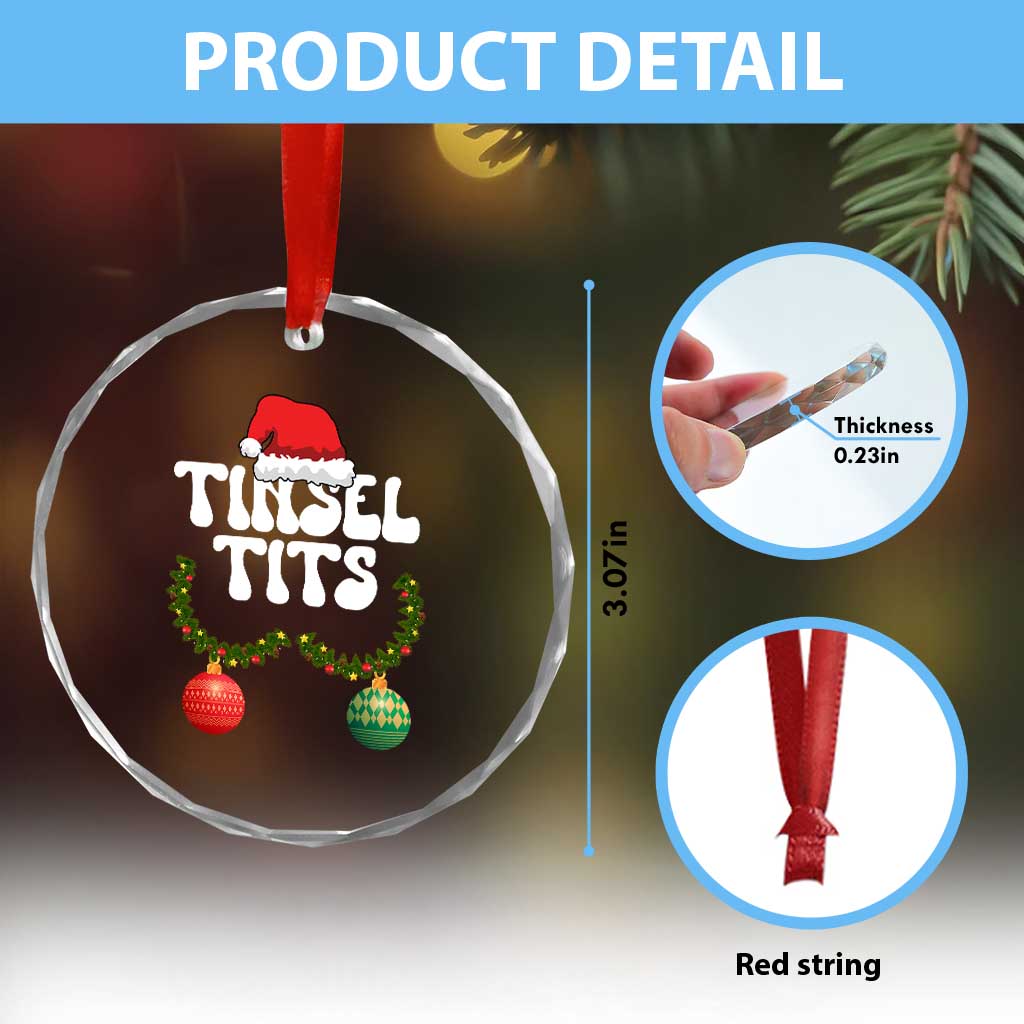 Christmas Tinsel Tits Crystal Glass Ornament Funny Xmas Couple Matching - Wonder Print Shop