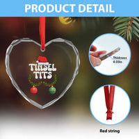 Christmas Tinsel Tits Heart Crystal Glass Ornament Funny Xmas Couple Matching - Wonder Print Shop