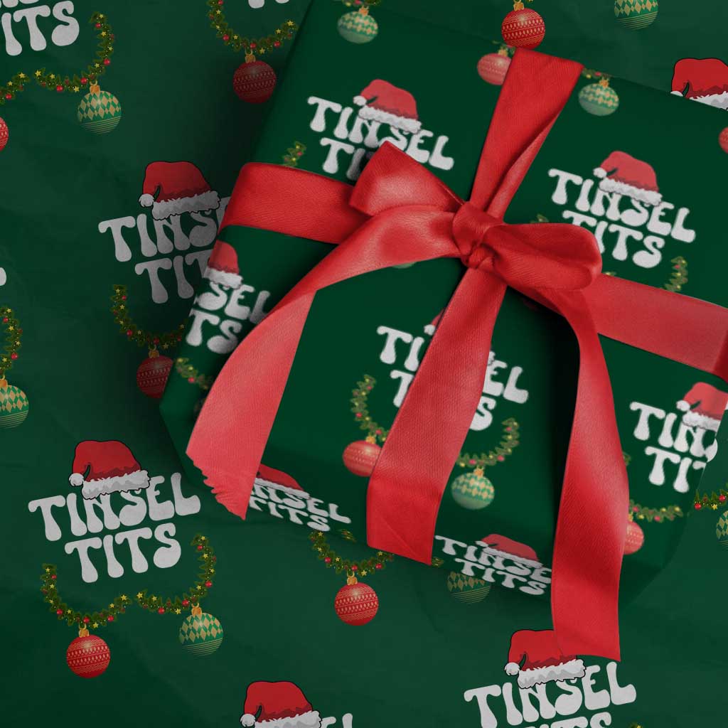 Christmas Tinsel Tits Wrapping Paper Roll Funny Xmas Couple Matching - Wonder Print Shop