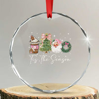 Christmas Tis The Season Crystal Glass Ornament Cute Winter Old Xmas Vintage Pink Santa Claus - Wonder Print Shop