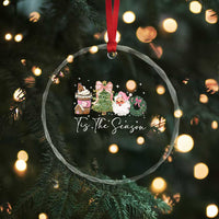 Christmas Tis The Season Crystal Glass Ornament Cute Winter Old Xmas Vintage Pink Santa Claus - Wonder Print Shop