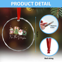 Christmas Tis The Season Crystal Glass Ornament Cute Winter Old Xmas Vintage Pink Santa Claus - Wonder Print Shop