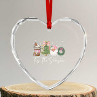 Christmas Tis The Season Heart Crystal Glass Ornament Cute Winter Old Xmas Vintage Pink Santa Claus - Wonder Print Shop