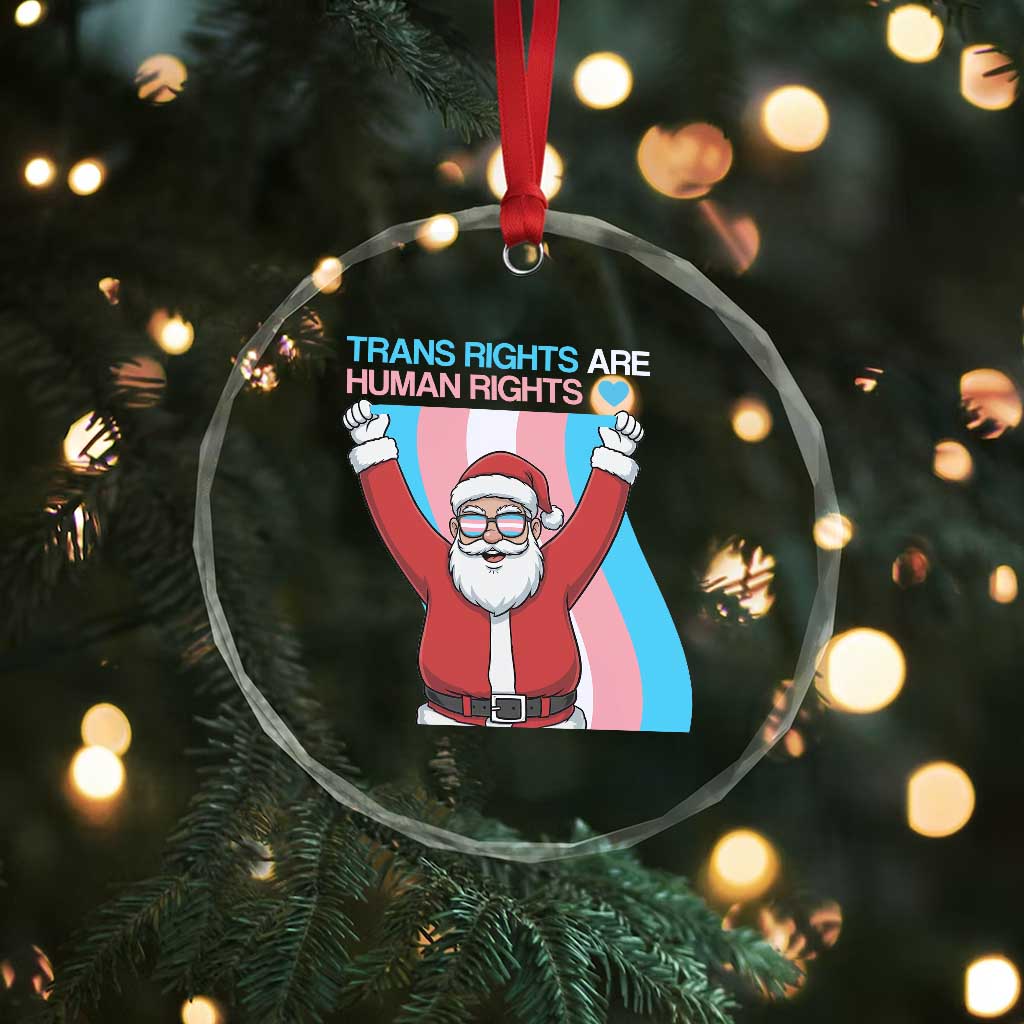 Christmas Trans Rights Are Human Rights Crystal Glass Ornament LGBTQ Advocate - Wonder Print Shop