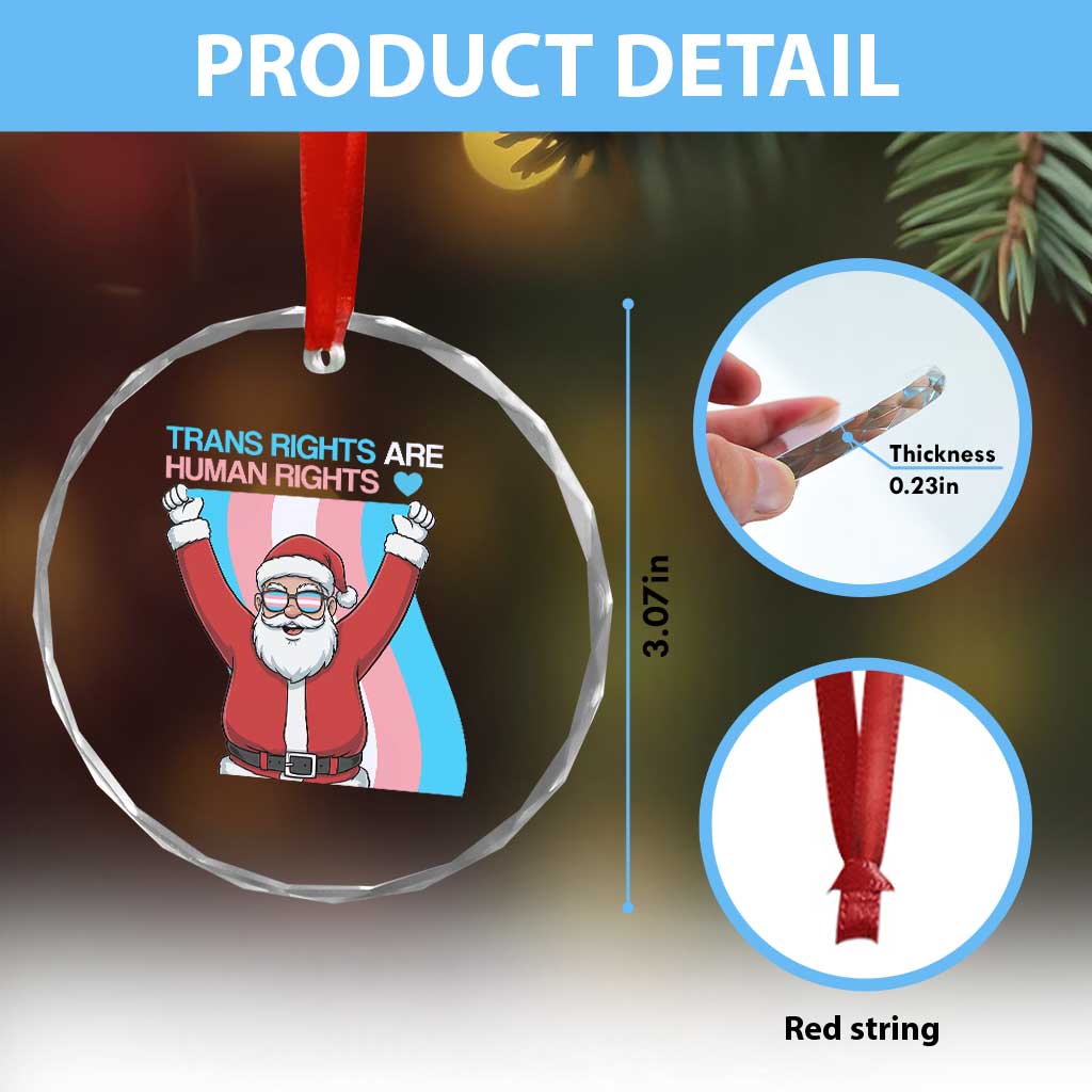 Christmas Trans Rights Are Human Rights Crystal Glass Ornament LGBTQ Advocate - Wonder Print Shop