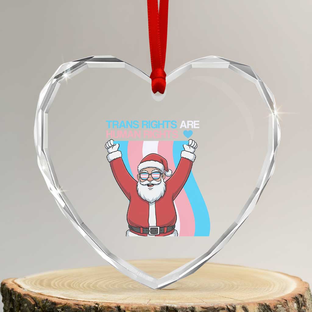 Christmas Trans Rights Are Human Rights Heart Crystal Glass Ornament LGBTQ Advocate - Wonder Print Shop