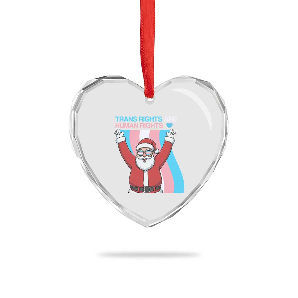 Christmas Trans Rights Are Human Rights Heart Crystal Glass Ornament LGBTQ Advocate - Wonder Print Shop
