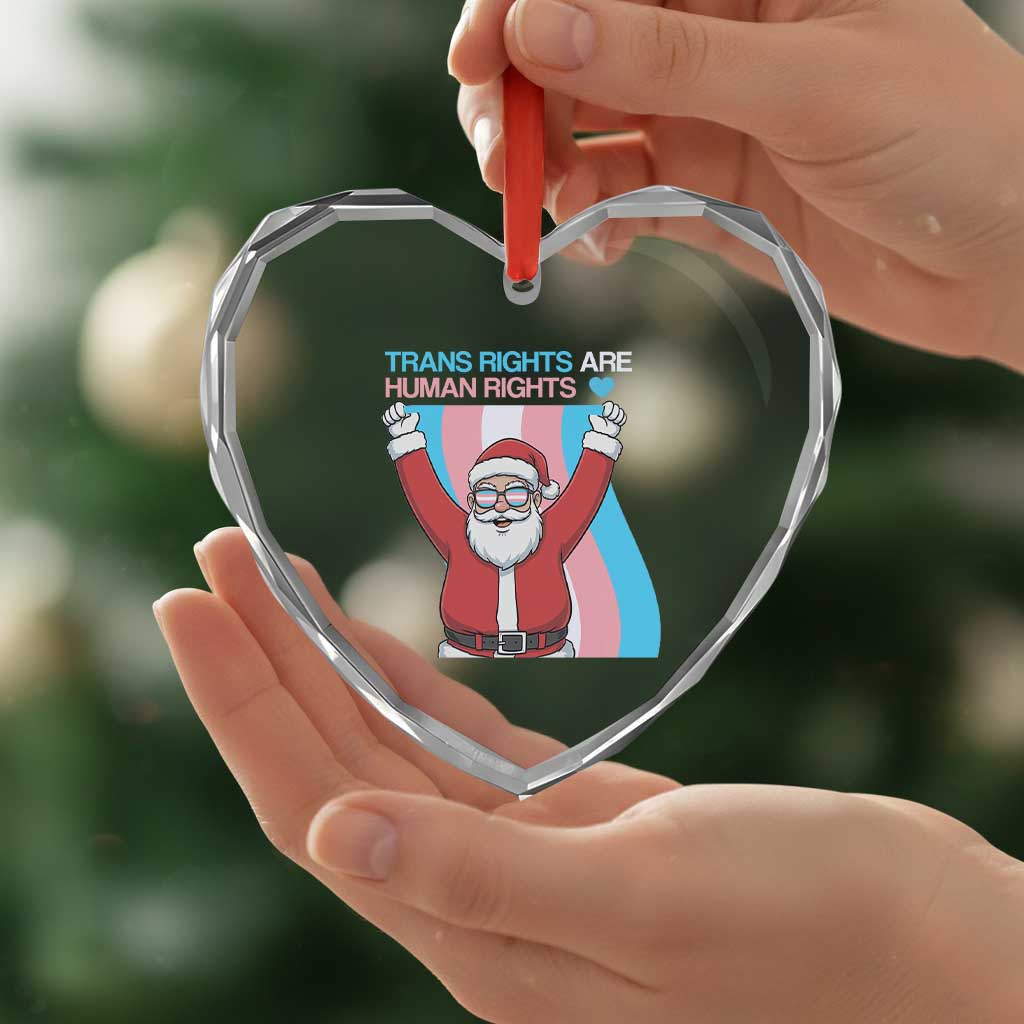 Christmas Trans Rights Are Human Rights Heart Crystal Glass Ornament LGBTQ Advocate - Wonder Print Shop