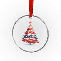 Christmas Tree American Flag Patriotic Crystal Glass Ornament - Wonder Print Shop