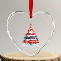 Christmas Tree American Flag Patriotic Heart Crystal Glass Ornament - Wonder Print Shop