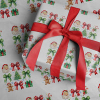 Christmas Tree Retro Coquette Bow Wrapping Paper Roll Santa Claus Candy Festive Xmas Vibes