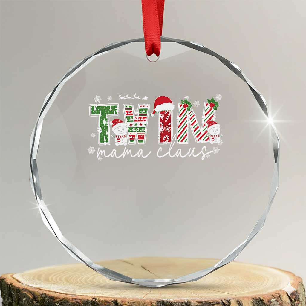 Christmas Twin Mama Claus Crystal Glass Ornament Pregnancy Announcement - Wonder Print Shop