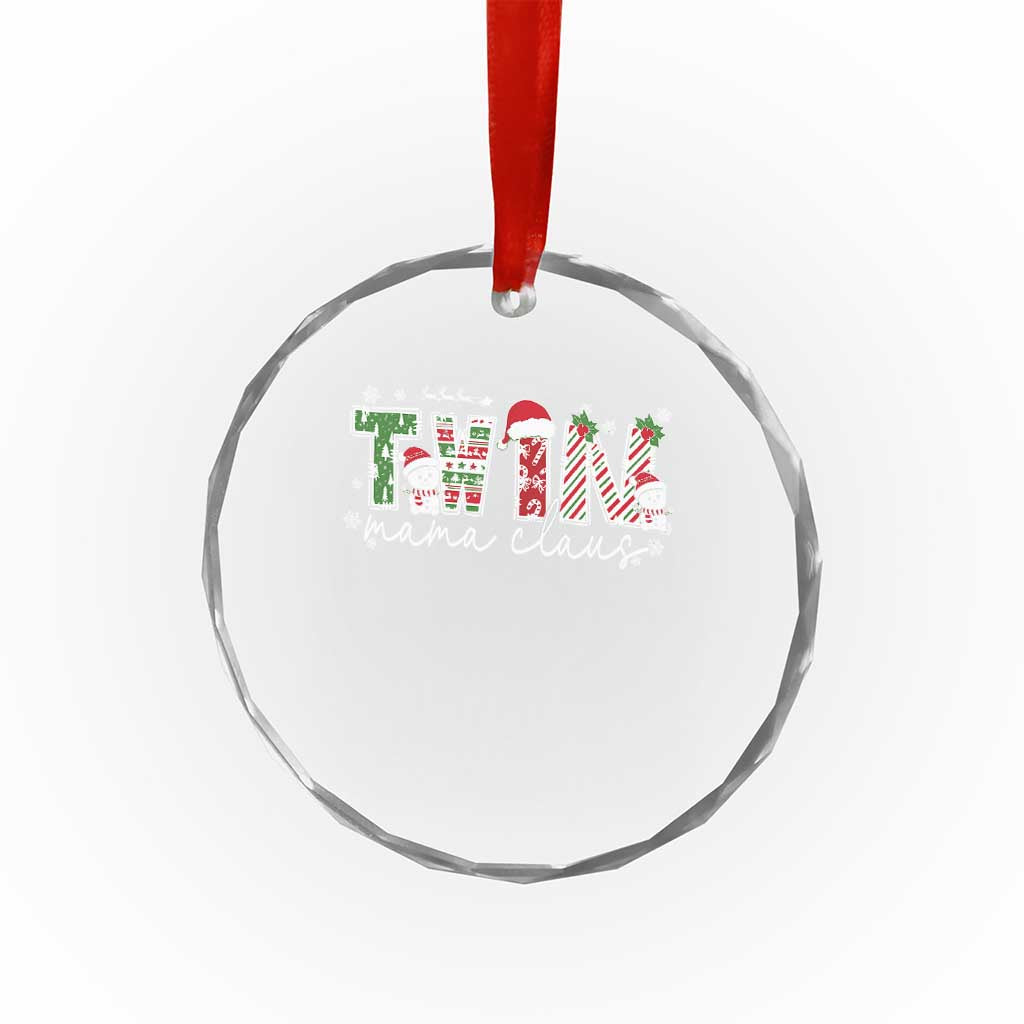 Christmas Twin Mama Claus Crystal Glass Ornament Pregnancy Announcement - Wonder Print Shop