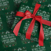 Christmas Ugly Gift Wrapping Paper Roll Funny Human Rights Lawyer Santa Is Watching - Wonder Print Shop