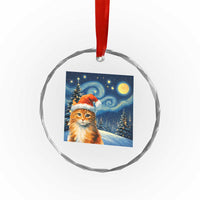 Christmas Van Gogh Cat Crystal Glass Ornament TS12