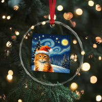 Christmas Van Gogh Cat Crystal Glass Ornament TS12