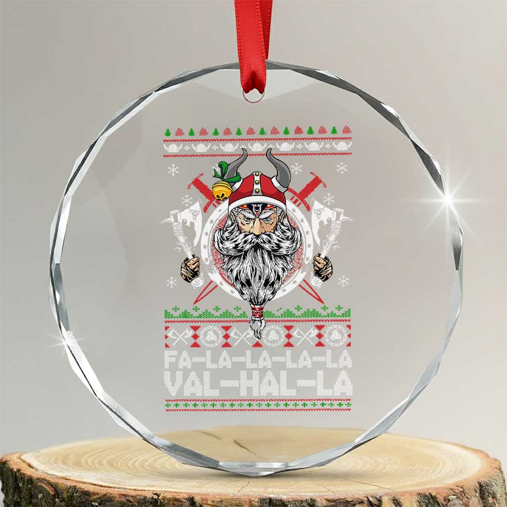 Christmas Viking Crystal Glass Ornament Fa La La La La Val Hal La Santa Viking Warriors - Wonder Print Shop