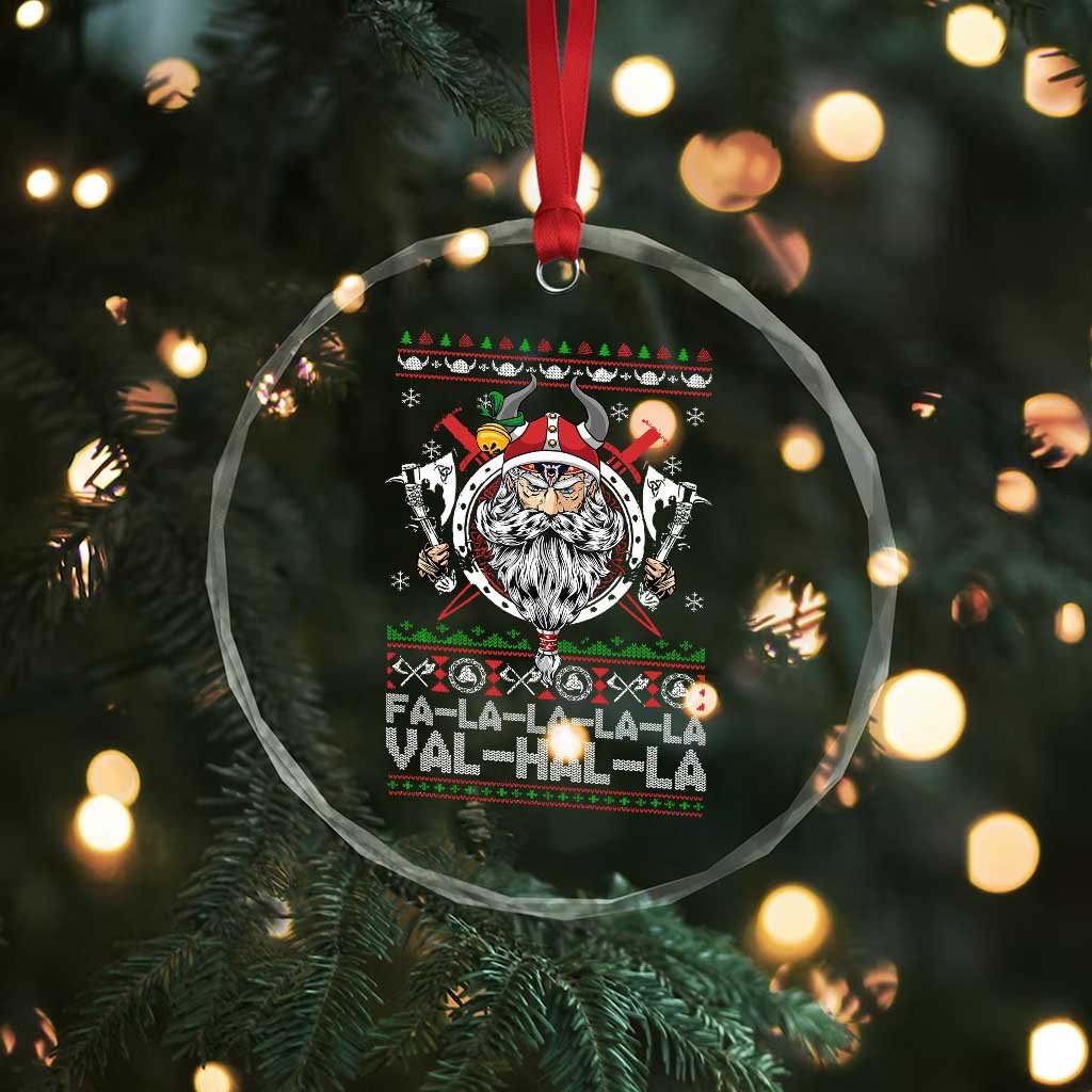 Christmas Viking Crystal Glass Ornament Fa La La La La Val Hal La Santa Viking Warriors - Wonder Print Shop