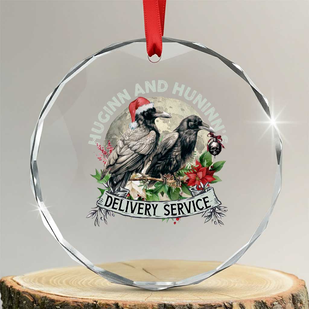 Christmas Viking Crystal Glass Ornament Huginn And Hunninn's Delivery Service Raven - Wonder Print Shop