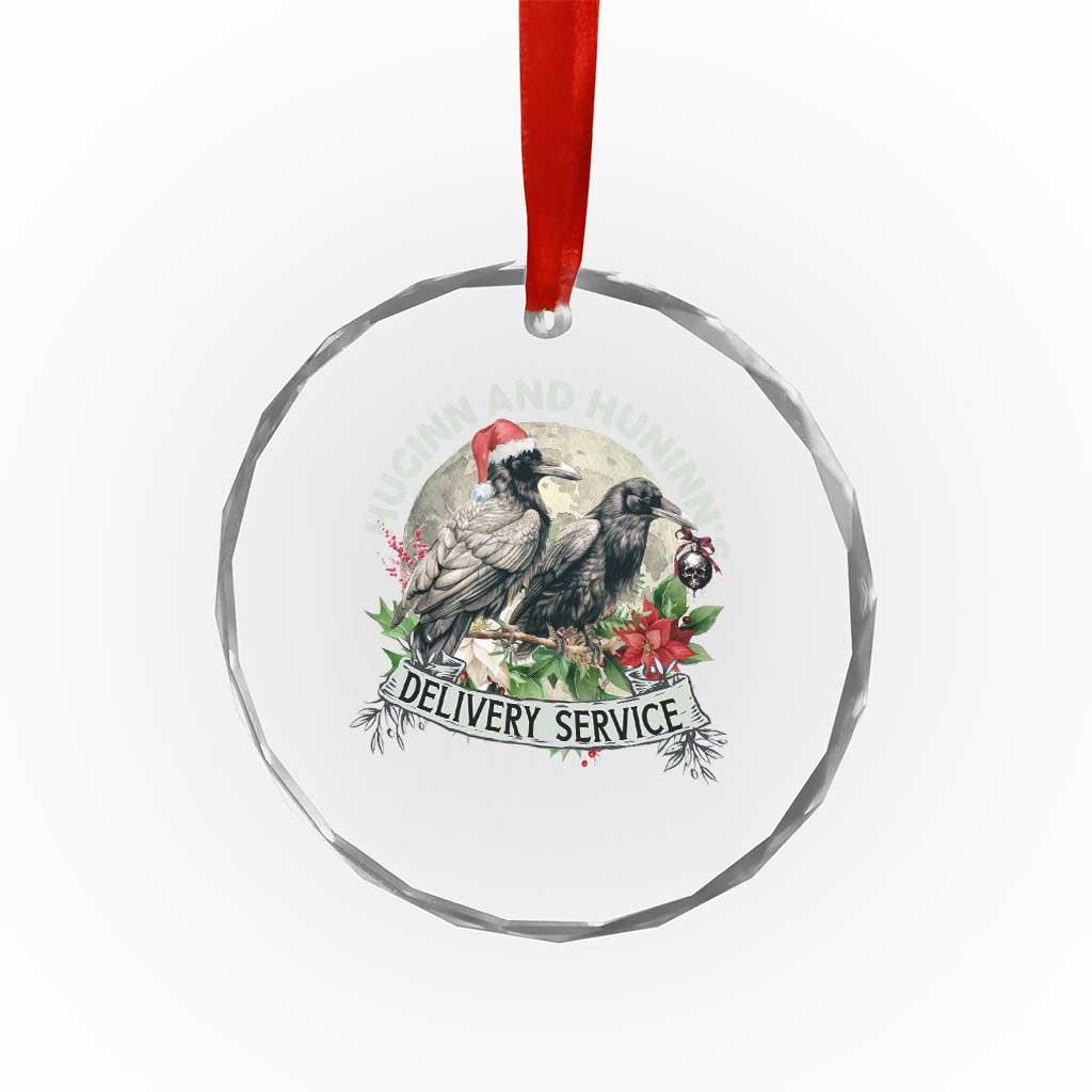 Christmas Viking Crystal Glass Ornament Huginn And Hunninn's Delivery Service Raven - Wonder Print Shop