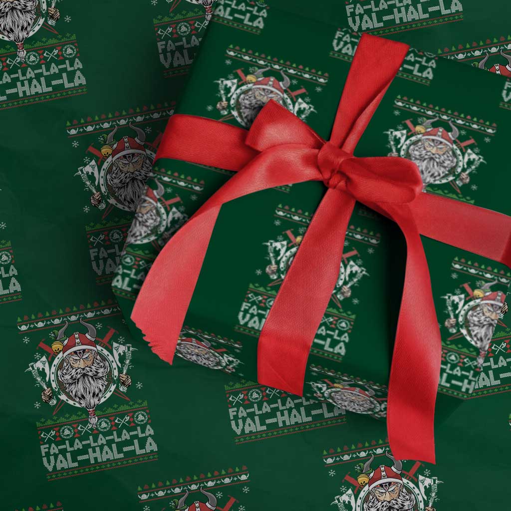 Christmas Viking Wrapping Paper Roll Fa La La La La Val Hal La Santa Viking Warriors - Wonder Print Shop