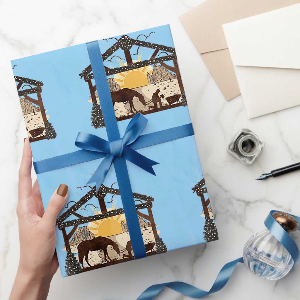 Christmas Western Wrapping Paper Roll True Story Jesus Cowboy Nativity Scene - Wonder Print Shop