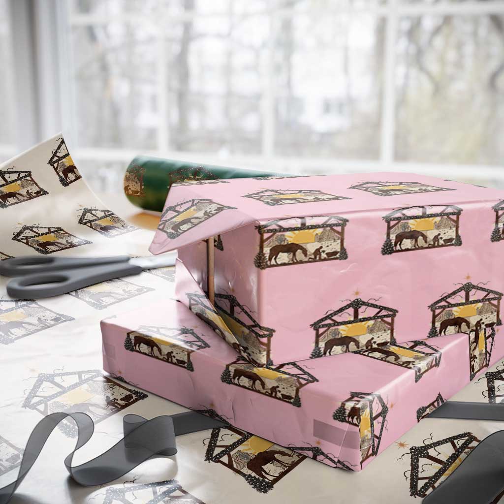 Christmas Western Wrapping Paper Roll True Story Jesus Cowboy Nativity Scene - Wonder Print Shop