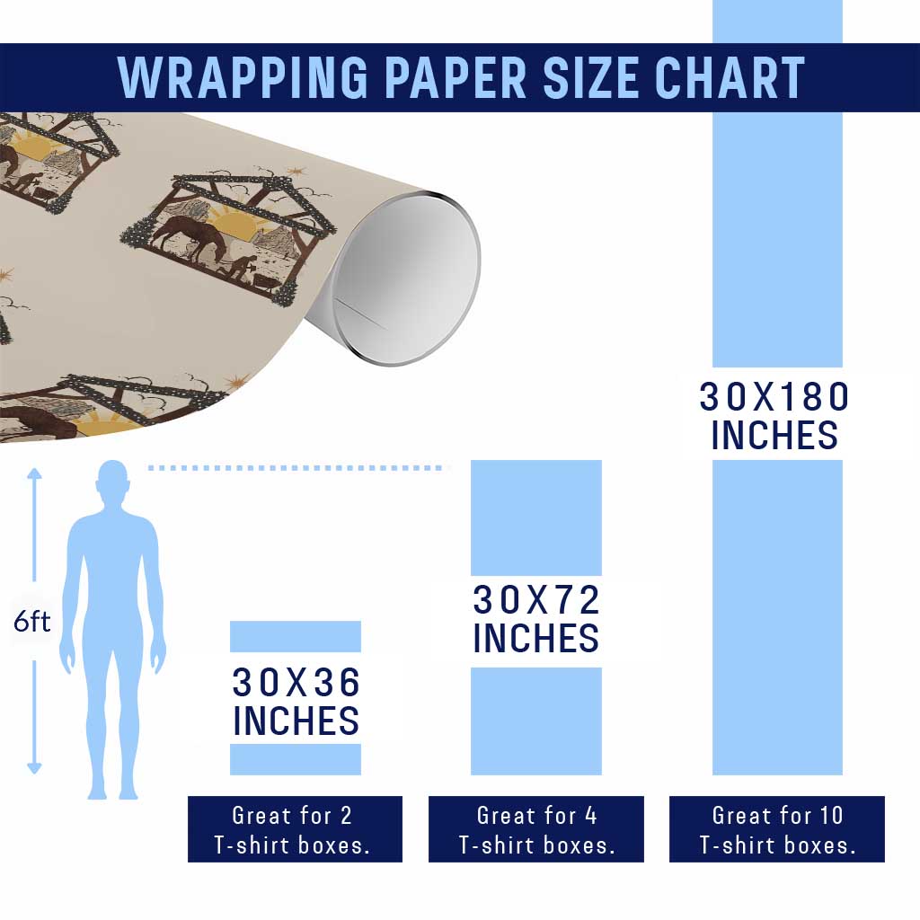Christmas Western Wrapping Paper Roll True Story Jesus Cowboy Nativity Scene - Wonder Print Shop