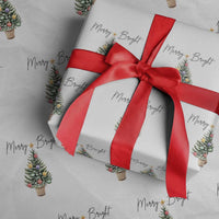 Christmas Wrapping Paper Roll Merry And Bright Retro Xmas Tree - Wonder Print Shop