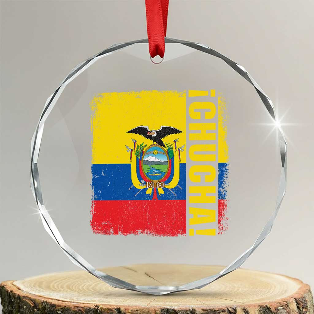 Chucha Funny Ecuadorian Slang Vintage Ecuador Flag Crystal Glass Ornament