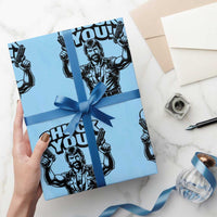 Chuck You Funny Action Legend Wrapping Paper Roll Tough Guy Meme Dual Guns Retro Humor for Patriotic Fans