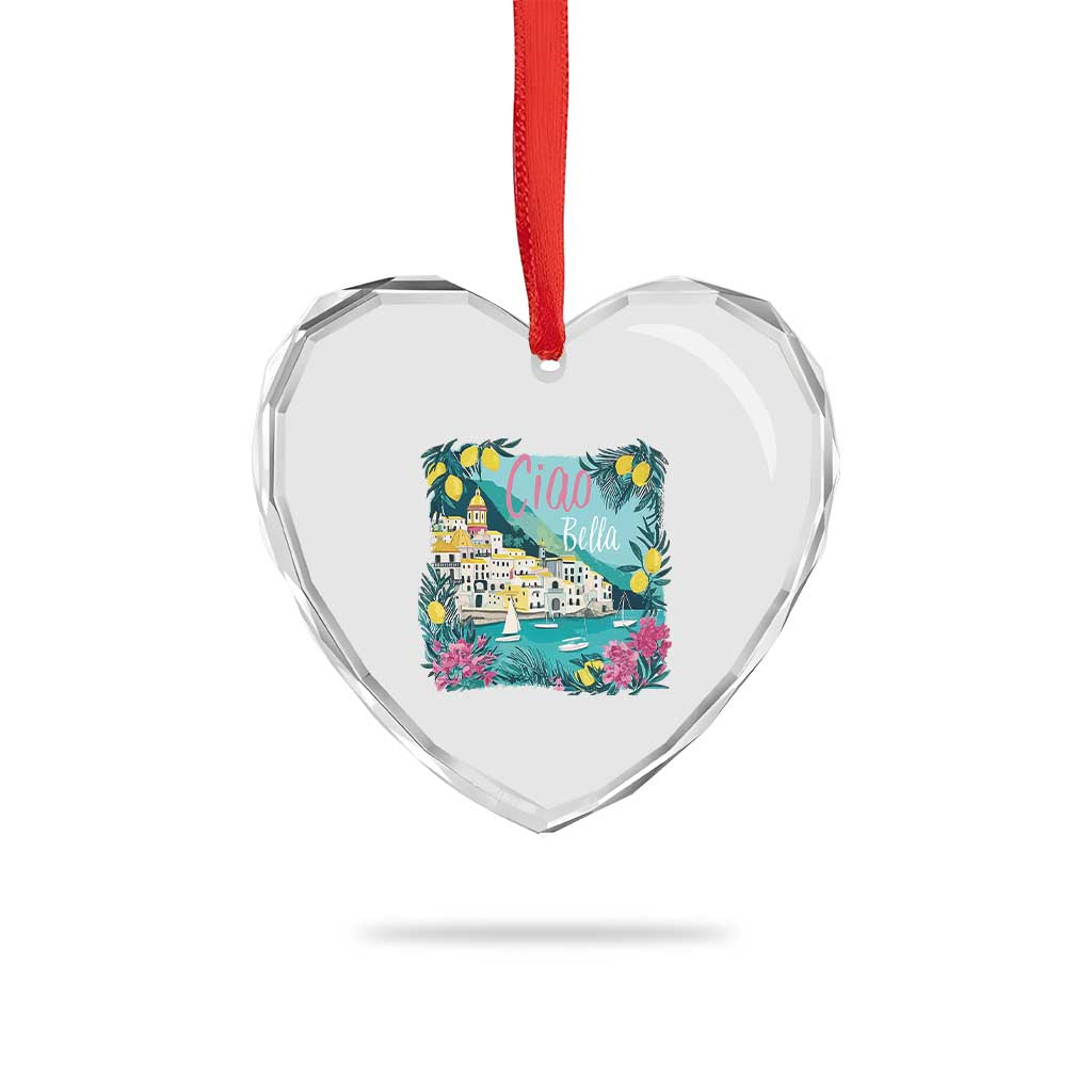 Ciao Bella Italy Amalfi Coast Heart Crystal Glass Ornament Lemons and Florals Nostalgic Village - Wonder Print Shop