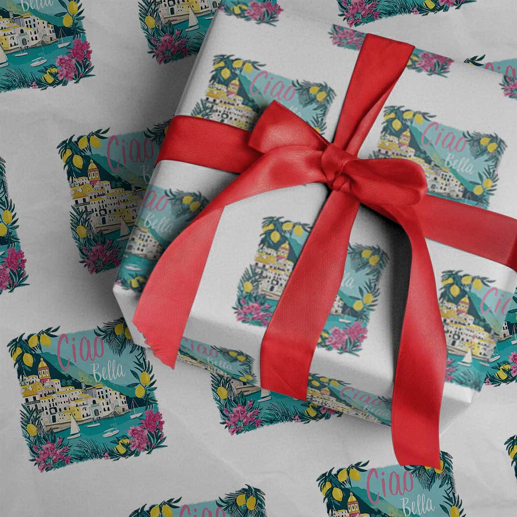 Ciao Bella Italy Amalfi Coast Wrapping Paper Roll Lemons and Florals Nostalgic Village - Wonder Print Shop