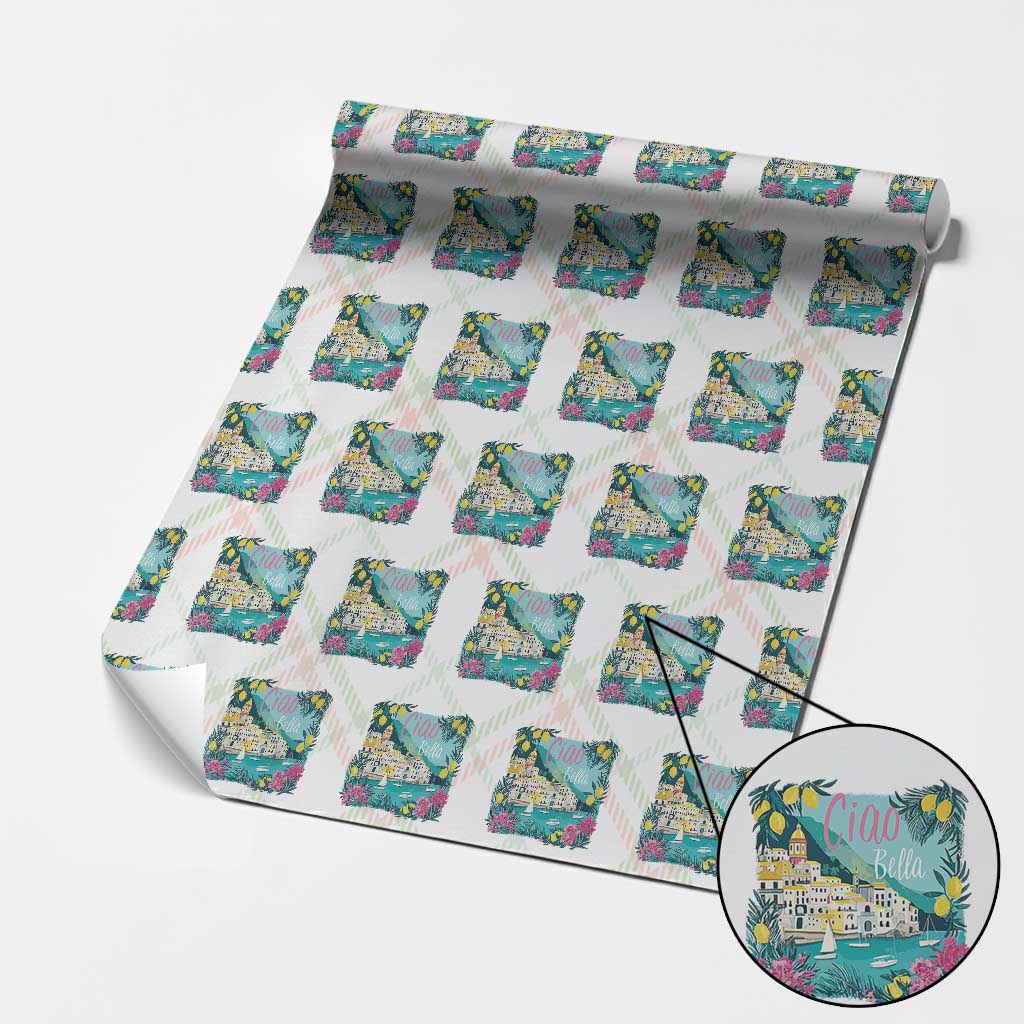 Ciao Bella Italy Amalfi Coast Wrapping Paper Roll Lemons and Florals Nostalgic Village - Wonder Print Shop