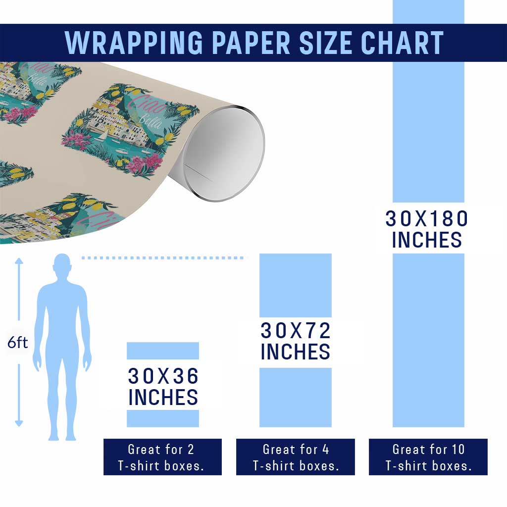 Ciao Bella Italy Amalfi Coast Wrapping Paper Roll Lemons and Florals Nostalgic Village - Wonder Print Shop