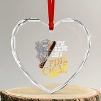 Cigar Lovers Heart Crystal Glass Ornament I Am Aging Like A Fine Cigar