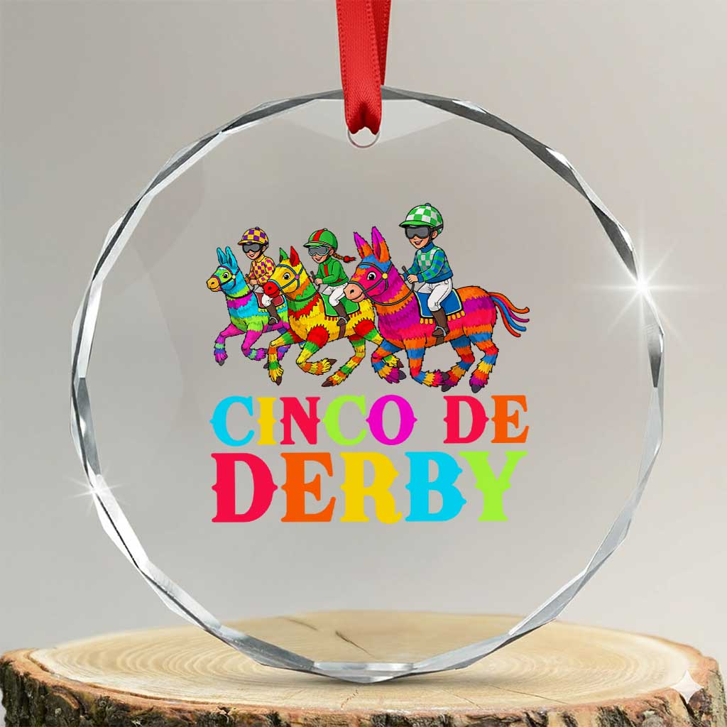Cinco De Derby Crystal Glass Ornament Funny Mexican Derby Pinata Horse Race