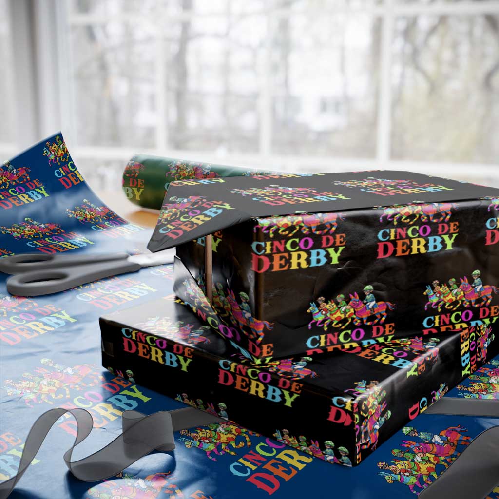 Cinco De Derby Wrapping Paper Roll Funny Mexican Derby Pinata Horse Race