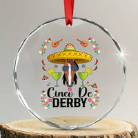 Cinco De Derby Funny Horse Racing Fiesta Crystal Glass Ornament Mexican Sombrero and Margarita Horse Lover