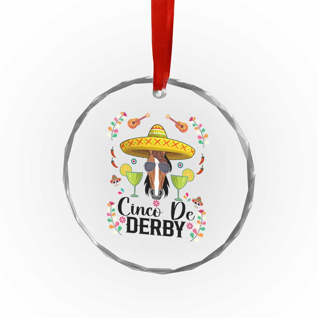 Cinco De Derby Funny Horse Racing Fiesta Crystal Glass Ornament Mexican Sombrero and Margarita Horse Lover