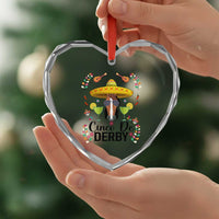 Cinco De Derby Funny Horse Racing Fiesta Heart Crystal Glass Ornament Mexican Sombrero and Margarita Horse Lover