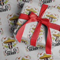 Cinco De Derby Funny Horse Racing Fiesta Wrapping Paper Roll Mexican Sombrero and Margarita Horse Lover