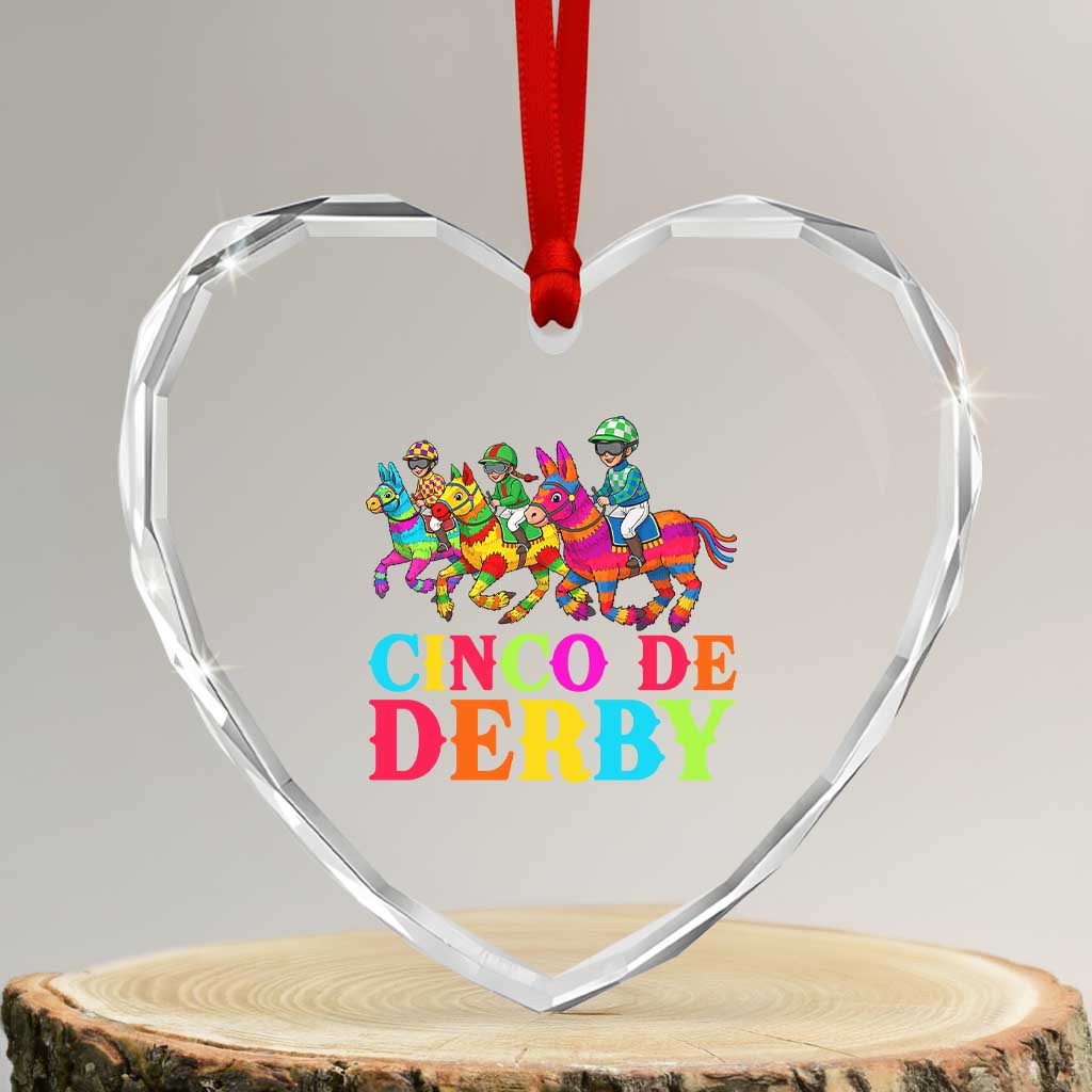 Cinco De Derby Heart Crystal Glass Ornament Funny Mexican Derby Pinata Horse Race