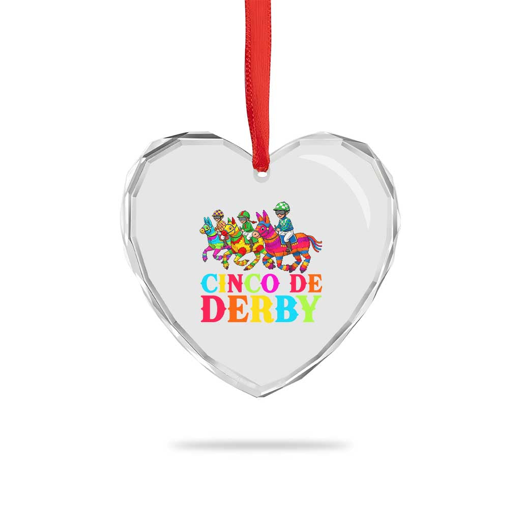 Cinco De Derby Heart Crystal Glass Ornament Funny Mexican Derby Pinata Horse Race