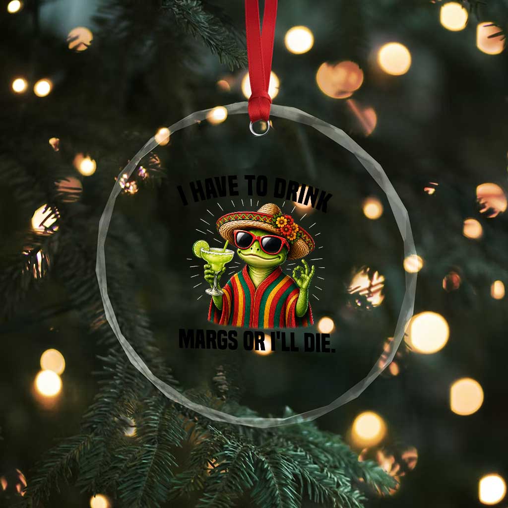 Cinco De Drinko Margarita Crystal Glass Ornament Funny Drinking Lizard Cinco De Mayo Fiesta