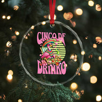 Cinco De Drinko Margarita Crystal Glass Ornament Funny Flamingo Fiesta